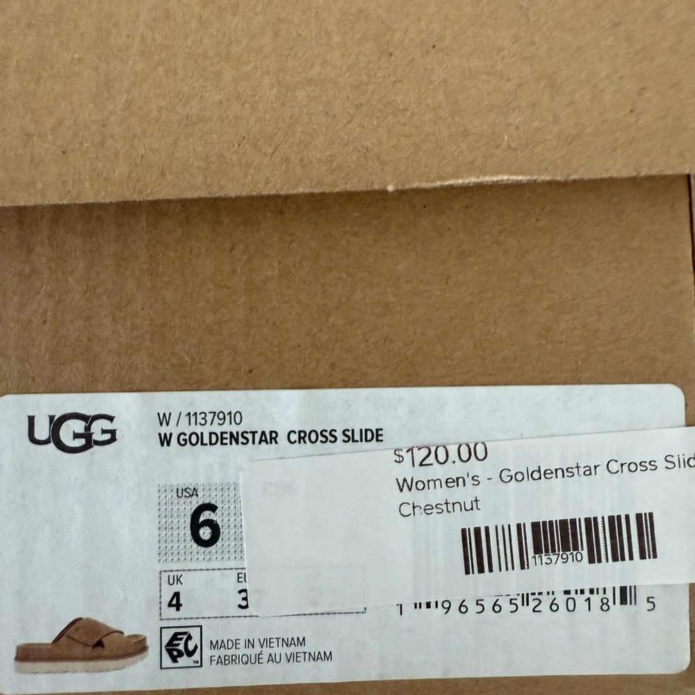 UGG Chestnut Goldenstar Cross Slide Sandals - Picture 4 of 4